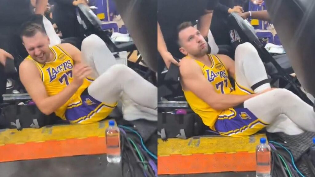 Doncic, con las manos al tobillo, estalla: "¿Quién cojones hizo esta pista?"