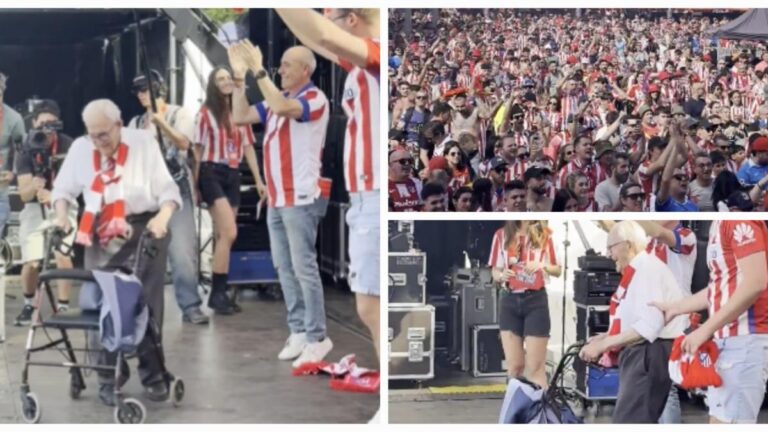 El hincha de 94 años, tío de una leyenda del Atlético, que se robó el show en la Fan Zone